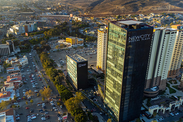 New city medical plaza and the quartz hotel aerial view