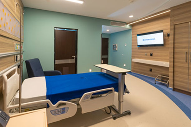 Patient room with a private bathroom